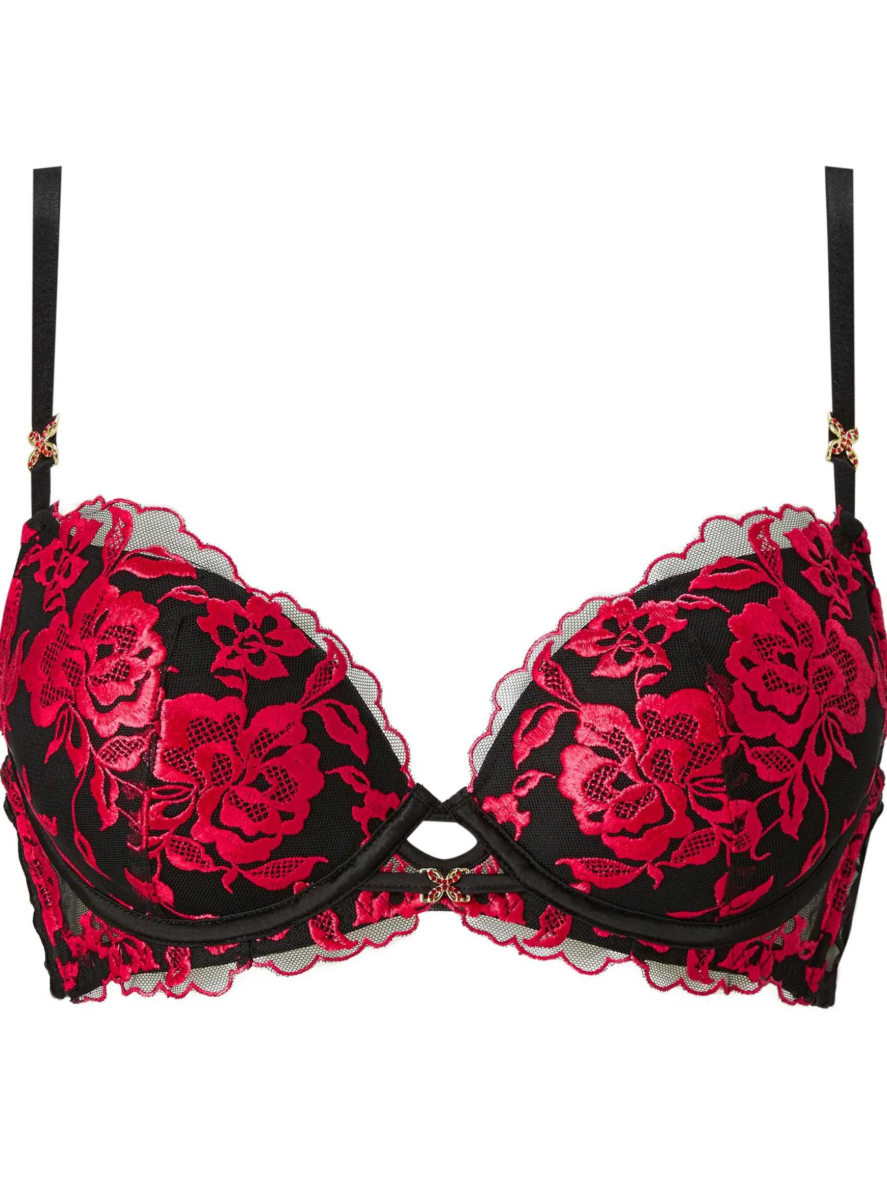 Endless Attraction Padded Plunge Bra - Black/Red