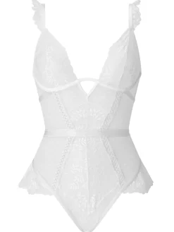 Entice Me Lace Crotchless Teddy Lingerie - Ivory