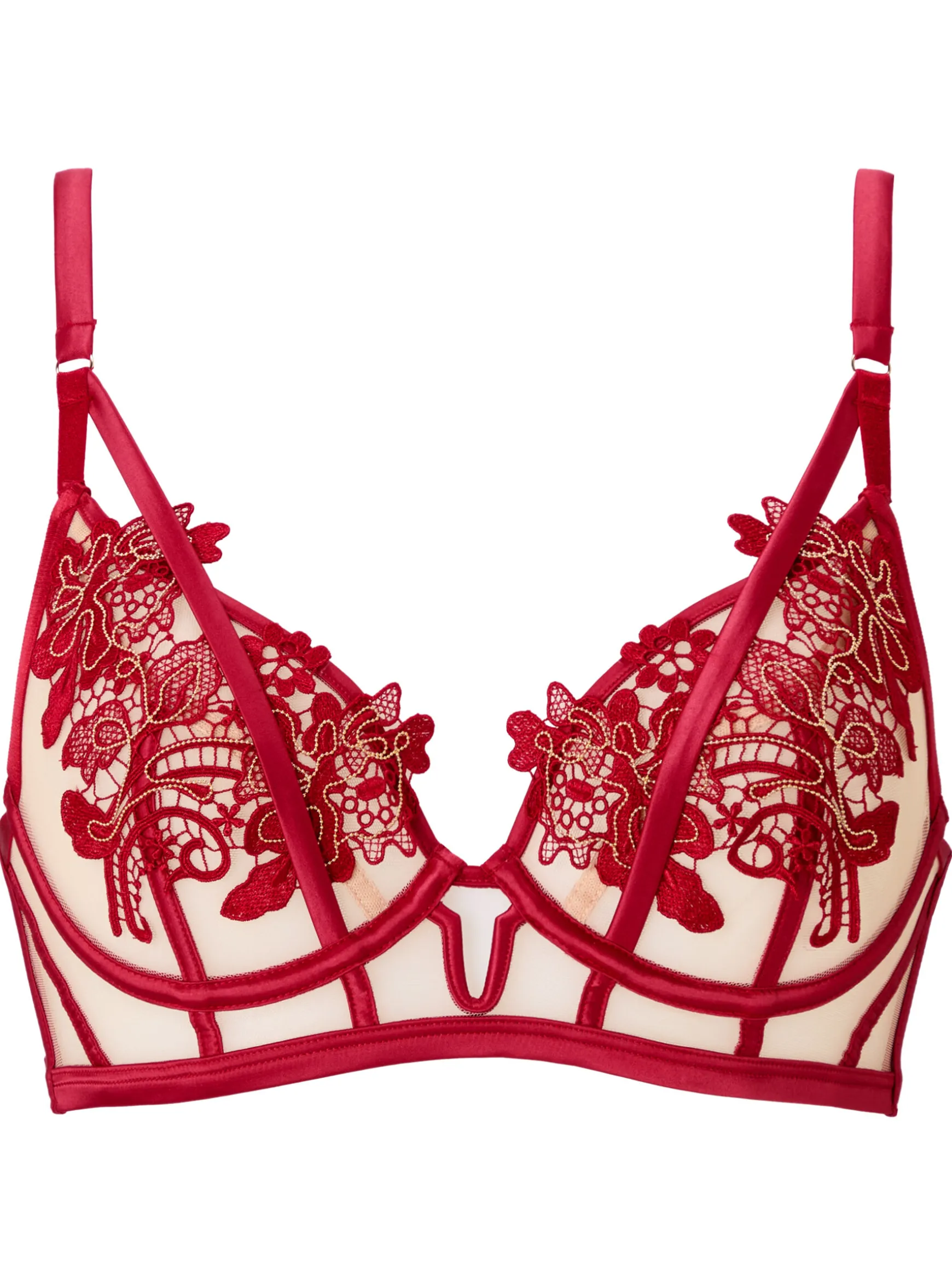 Enticement Non Padded Plunge Bra - Red