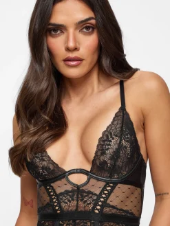 Entice Me Open Lace Up Back Erotic Dress - Black