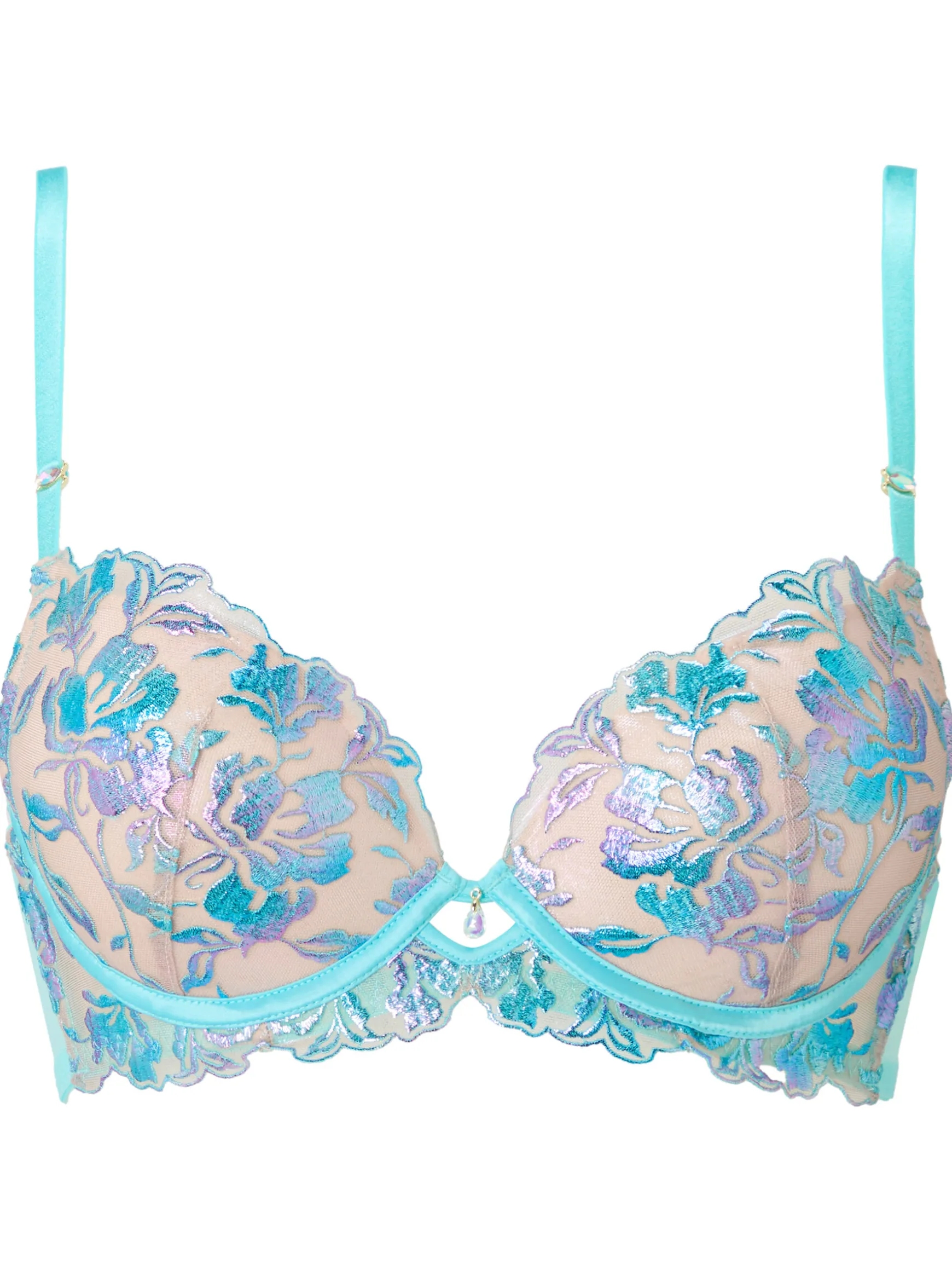 Euphoric Padded Plunge Bra - Aqua
