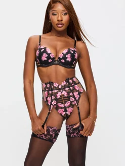 Everlasting Love Lace Waspie Suspender - Black/Pink
