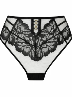 Ever Yours Lace High Waisted Brazilian Knickers - Black