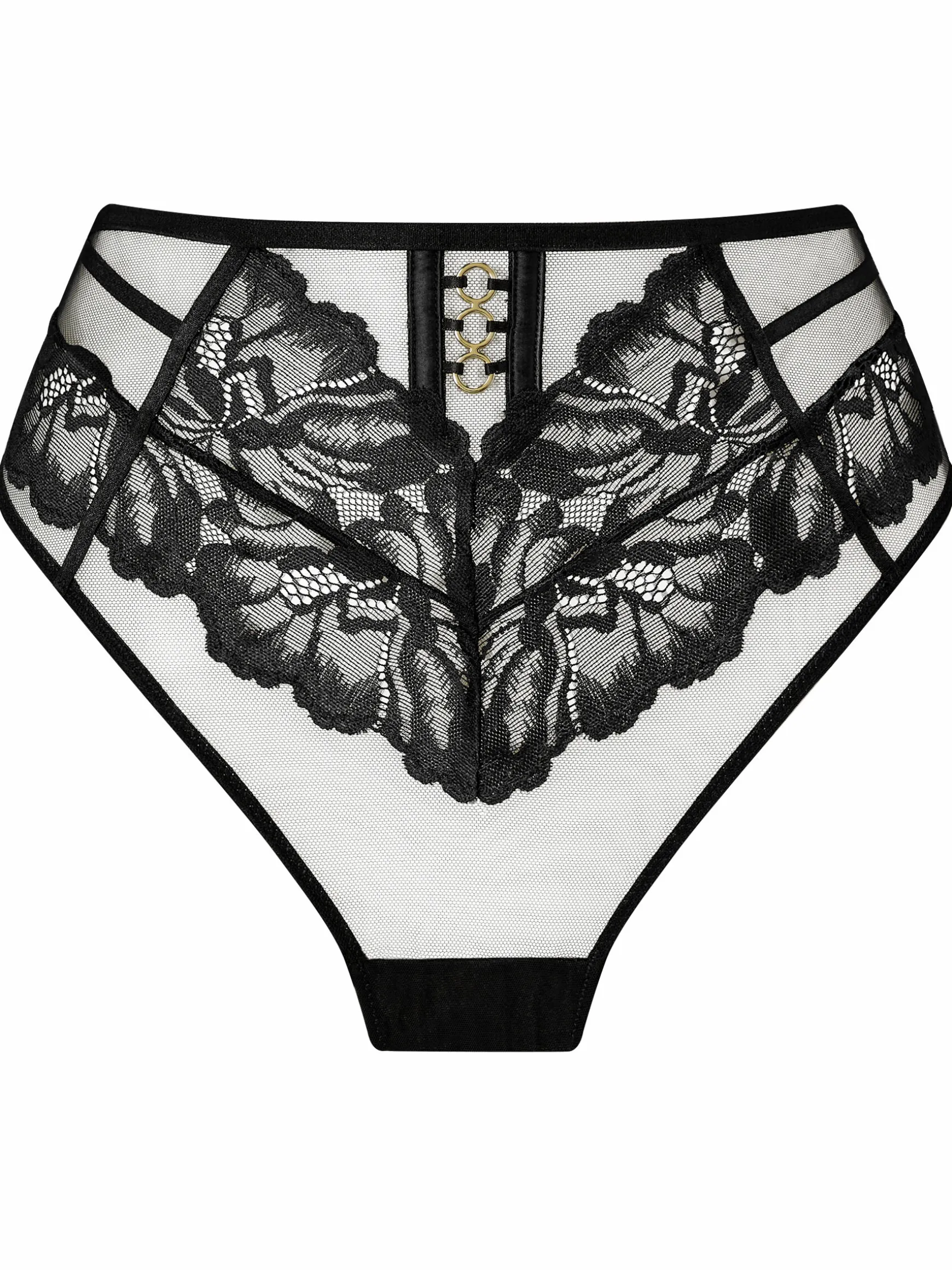 Ever Yours Lace High Waisted Brazilian Knickers - Black