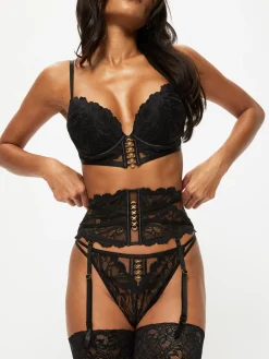 Ever Yours Lace Waspie Suspender - Black