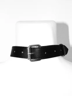 Faux Leather Open Cup Harness with Chains