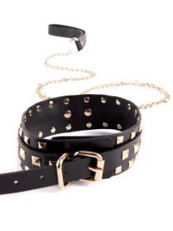 Fetish Luxe PU Studded Bondage Collar & Lead