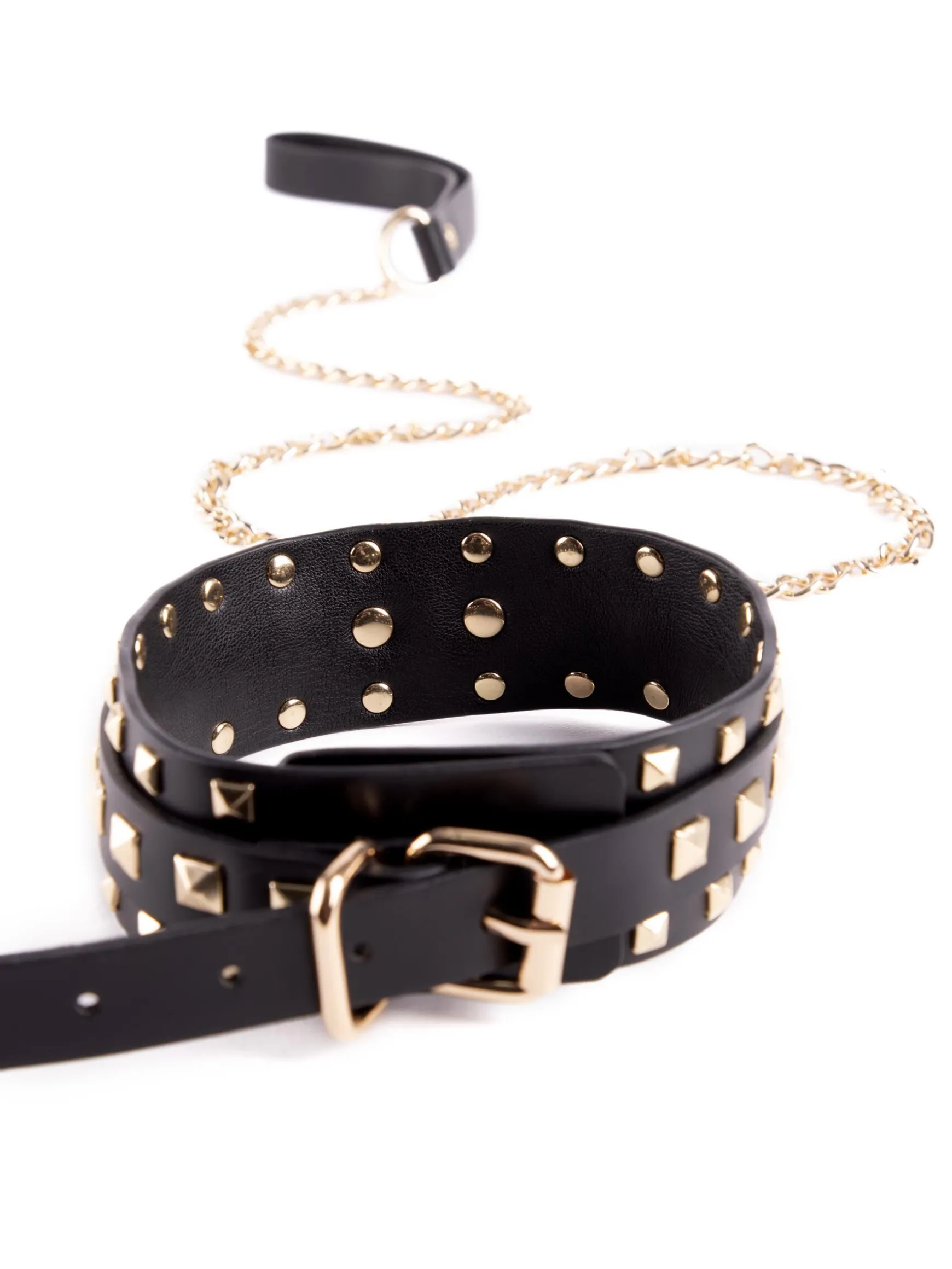 Fetish Luxe PU Studded Bondage Collar & Lead