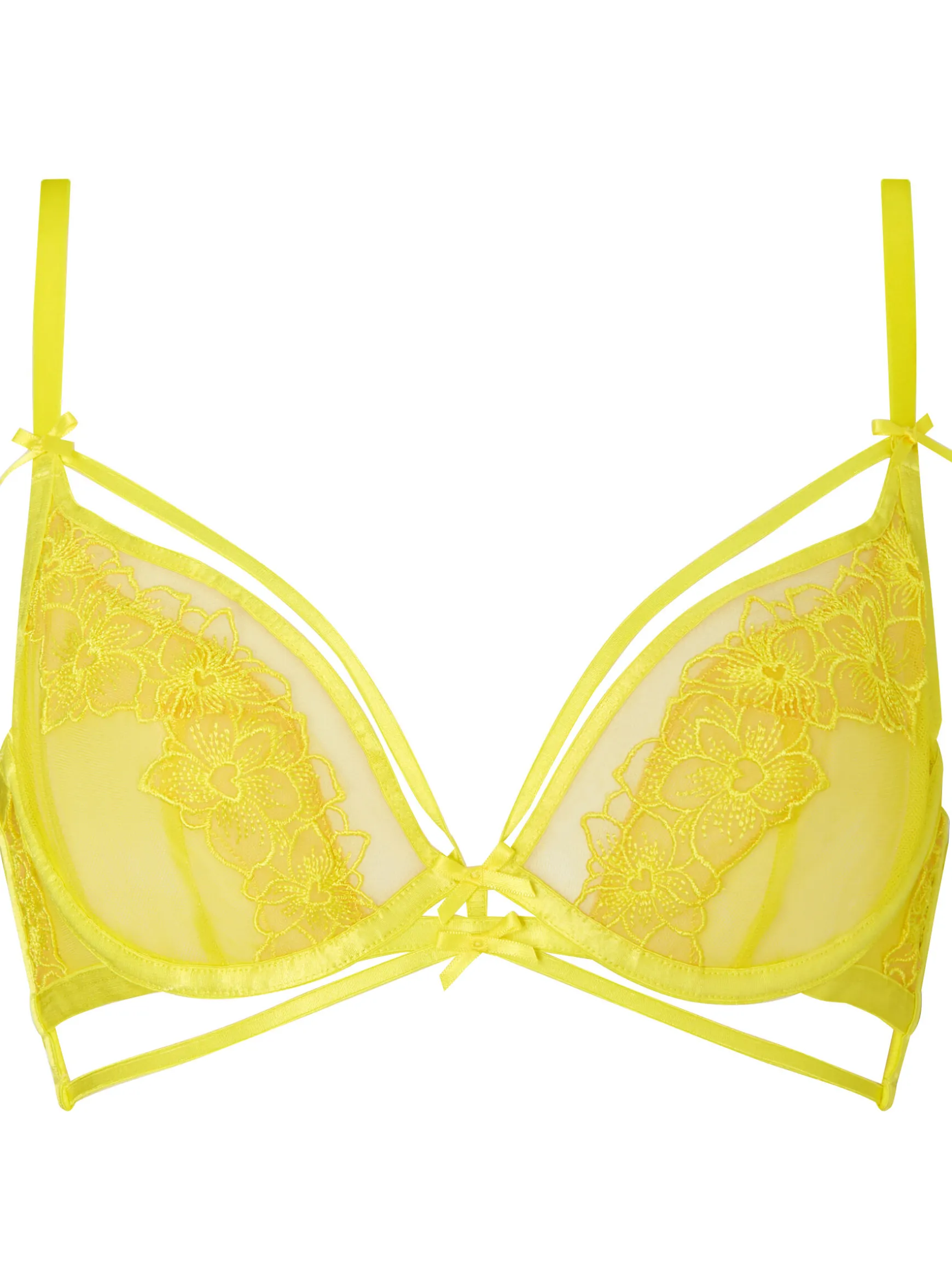 Floral Affair Non Padded Plunge Bra - Yellow
