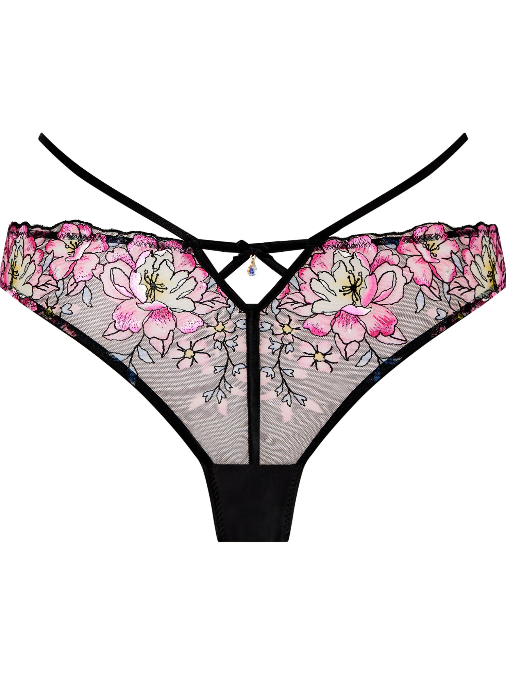 Floral Dream Brazilian Knickers - Black/Pink
