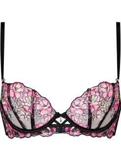 Floral Dream Non Padded Balcony Bra - Black/Pink