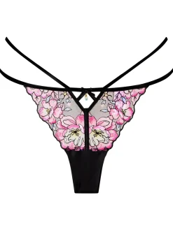 Floral Dream Thong - Black/Pink