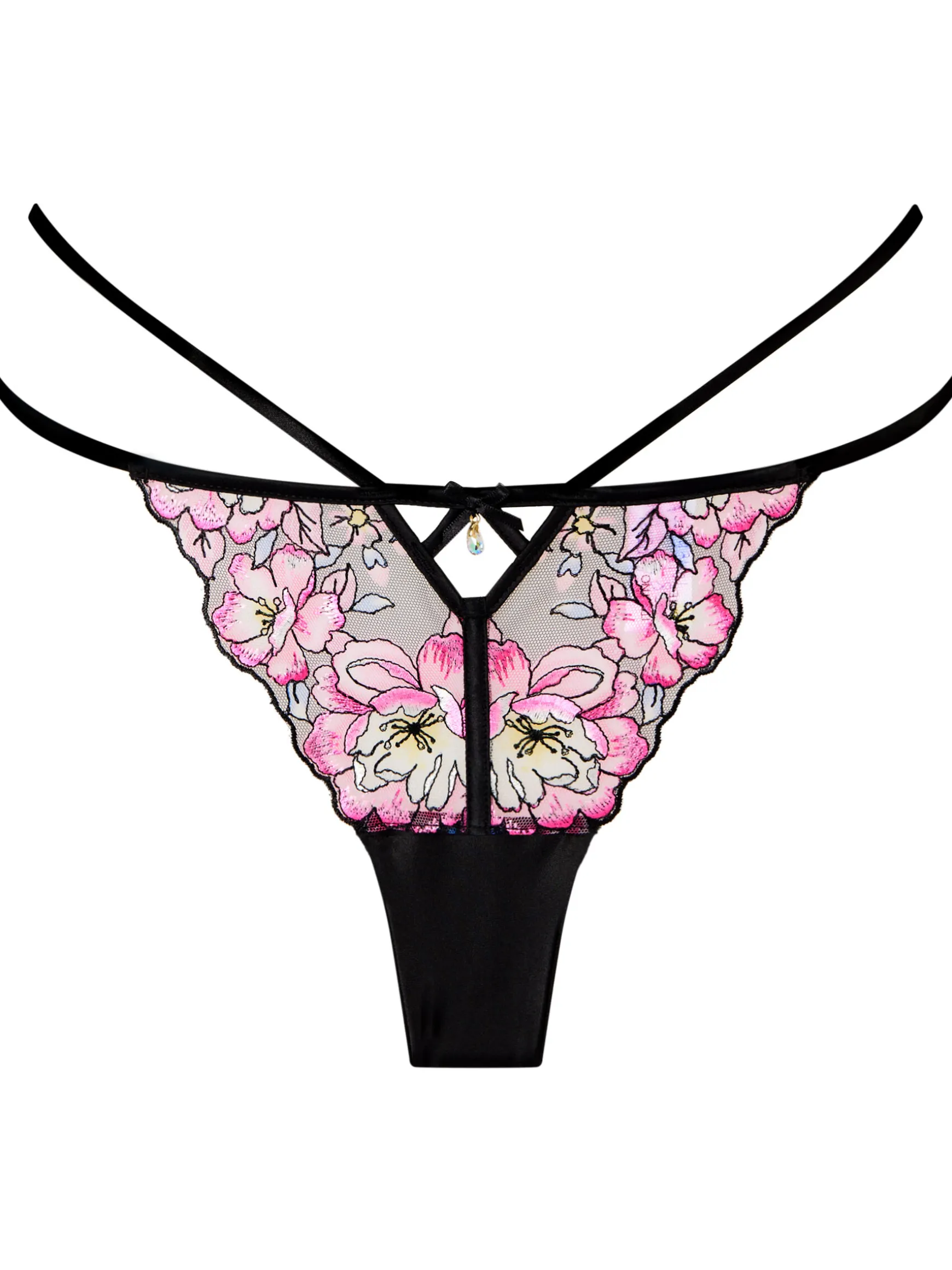 Floral Dream Thong - Black/Pink