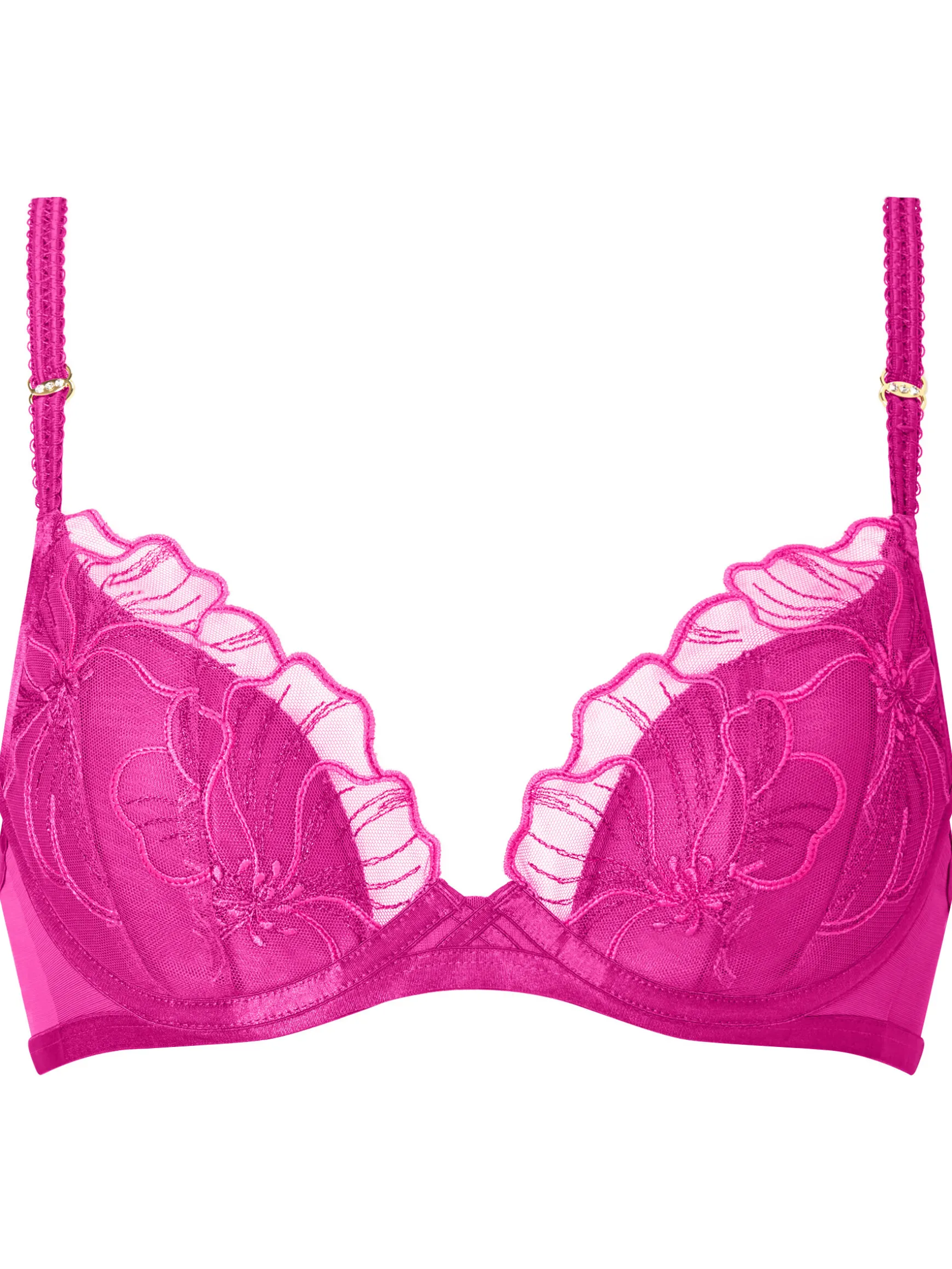 Floral Fling Padded Plunge Bra - Mid Pink