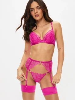 Floral Fling Suspender Belt - Mid Pink