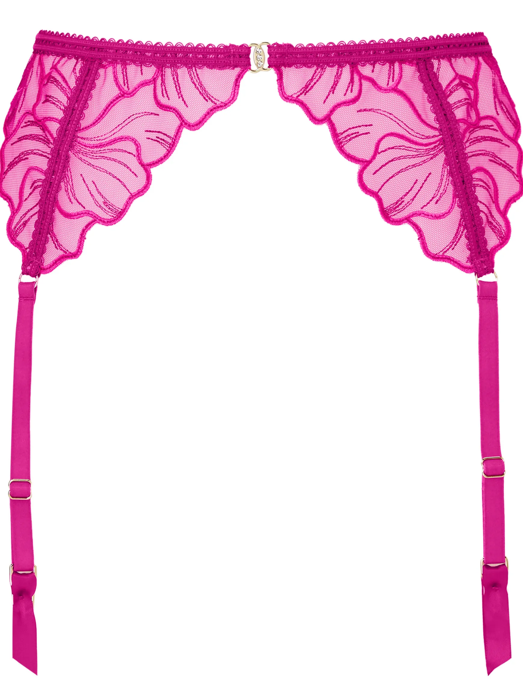 Floral Fling Suspender Belt - Mid Pink