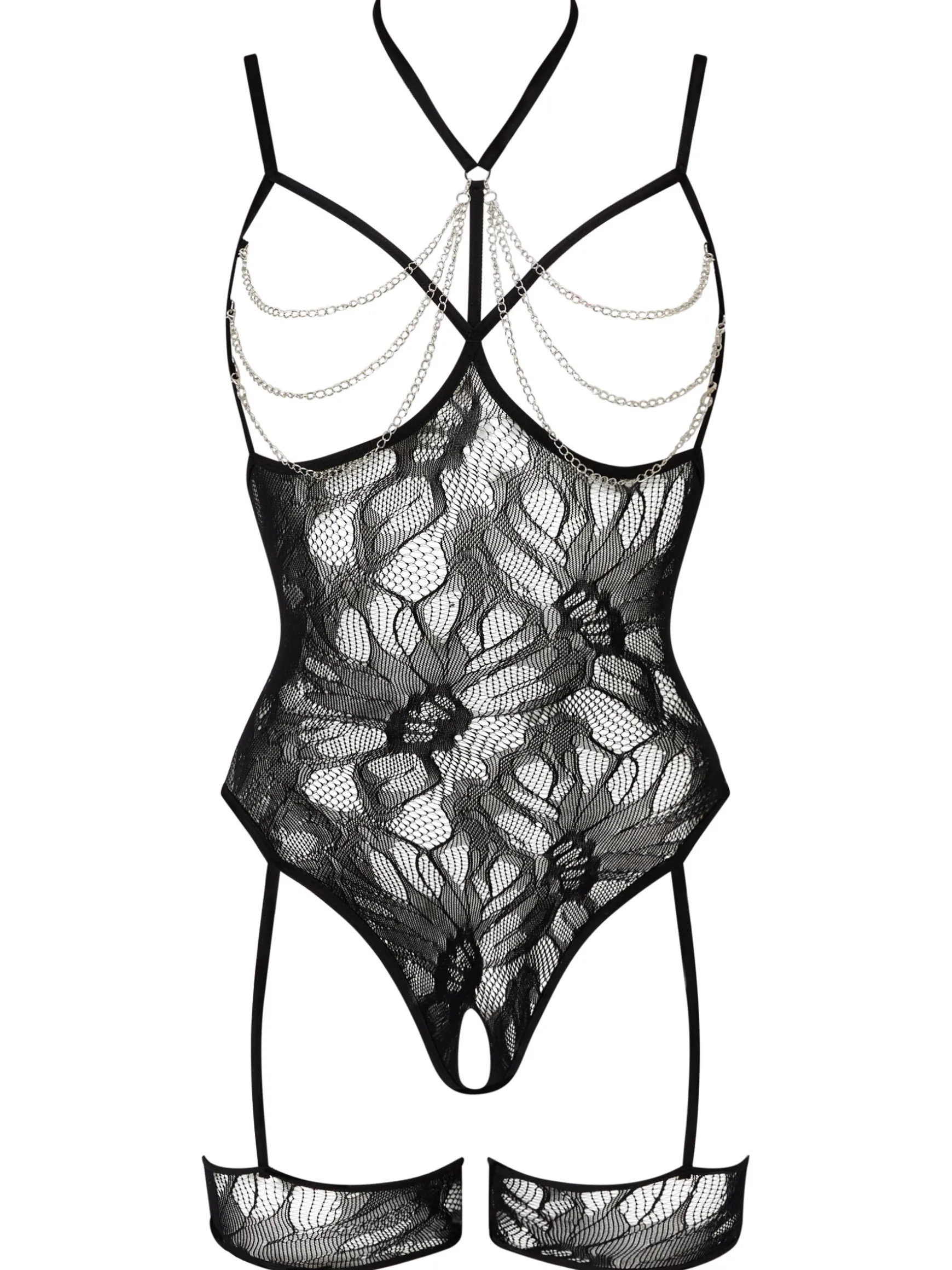 Forbidden Passion Lace Crotchless Lingerie Body - Black
