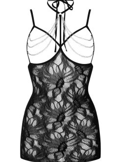 Forbidden Passion Lace Open Bust Erotic Dress - Black