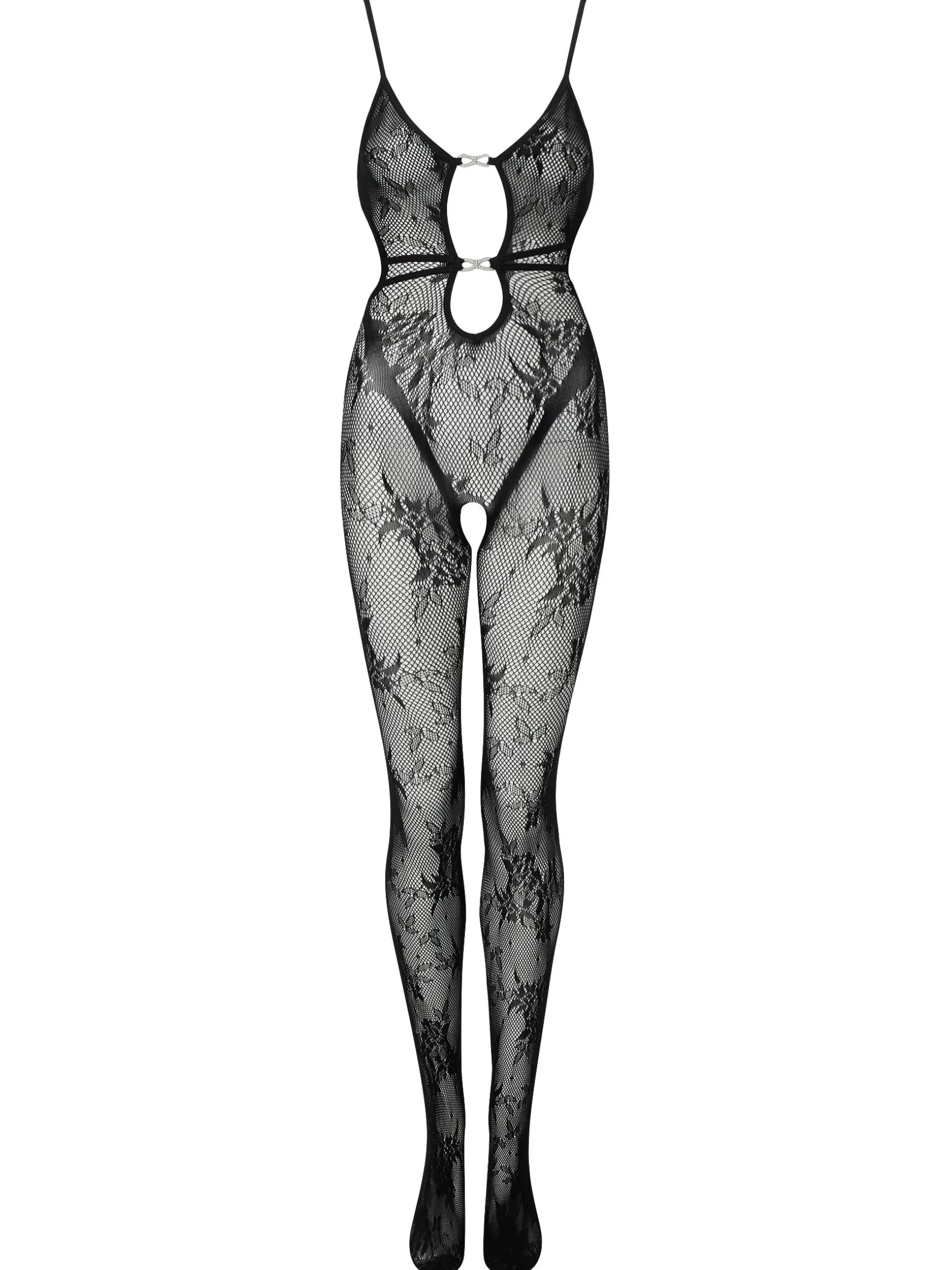 Heartbreaker Lace Crotchless Bodystocking - Black