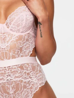 Hold Me Tight Lace Lingerie Body - Pale Pink