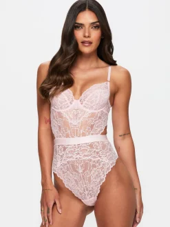 Hold Me Tight Lace Lingerie Body - Pale Pink