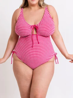 Holiday Check Non Wired Swimsuit - Pink
