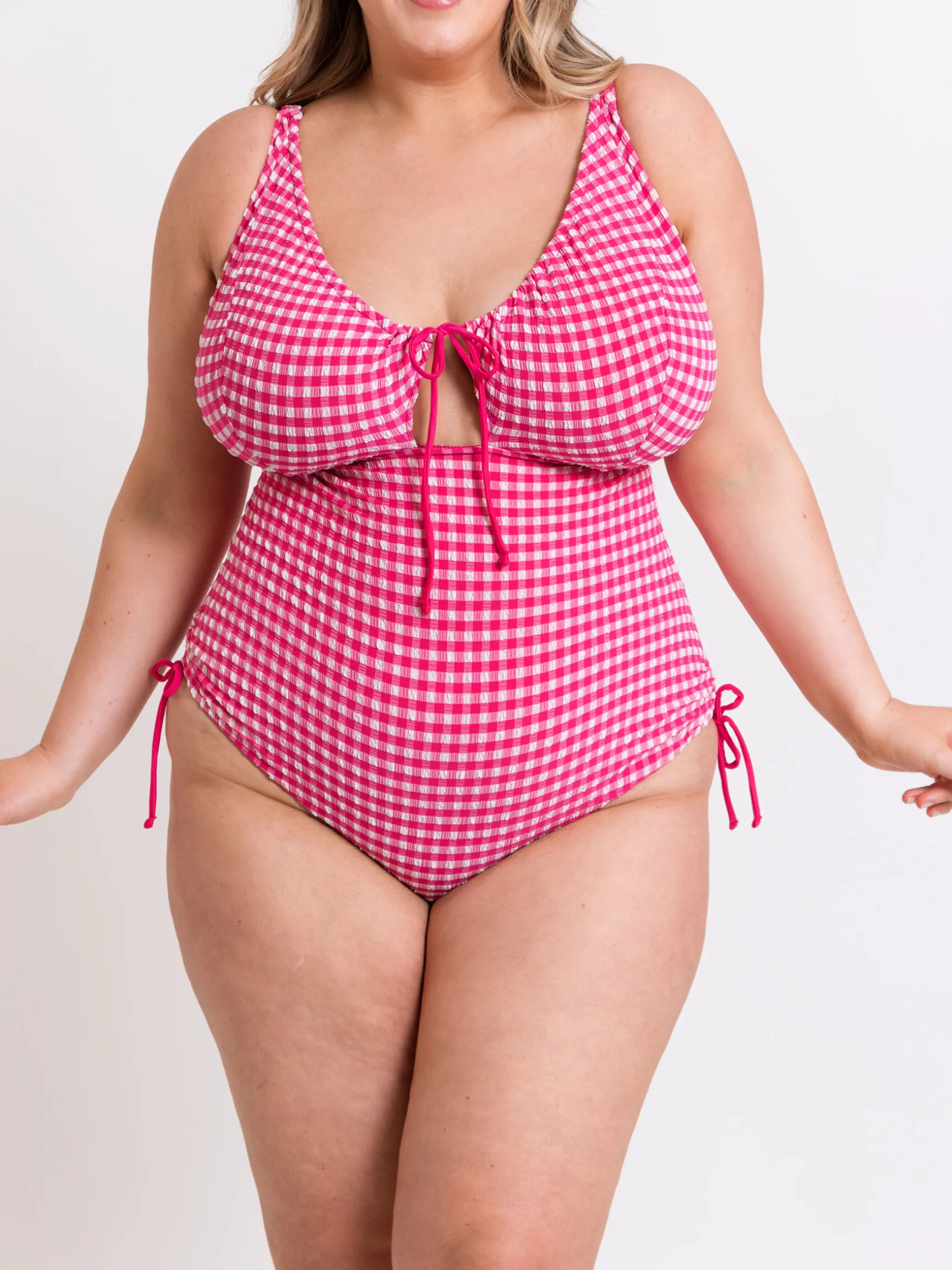 Holiday Check Non Wired Swimsuit - Pink
