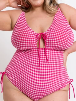 Holiday Check Non Wired Swimsuit - Pink