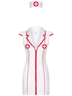 Hospital Hottie Nurse 2 Piece Sexy Costume with Headband - White