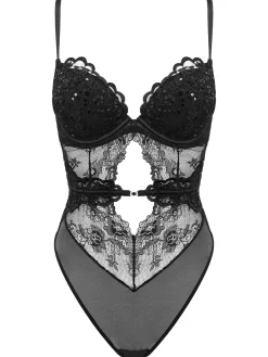 Icon Padded Sequin Lingerie Body - Black