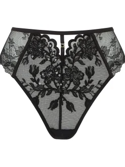 Icon Sequin High Waisted Brazilian Knickers - Black