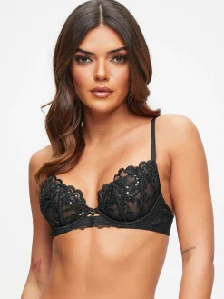 Icon Sequin Non Padded Plunge Bra - Black