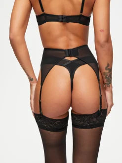 Icon Sequin Waspie Suspender - Black