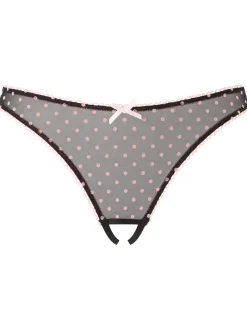 I'm Yours Crotchless Brazilian Knickers - Black/Pink
