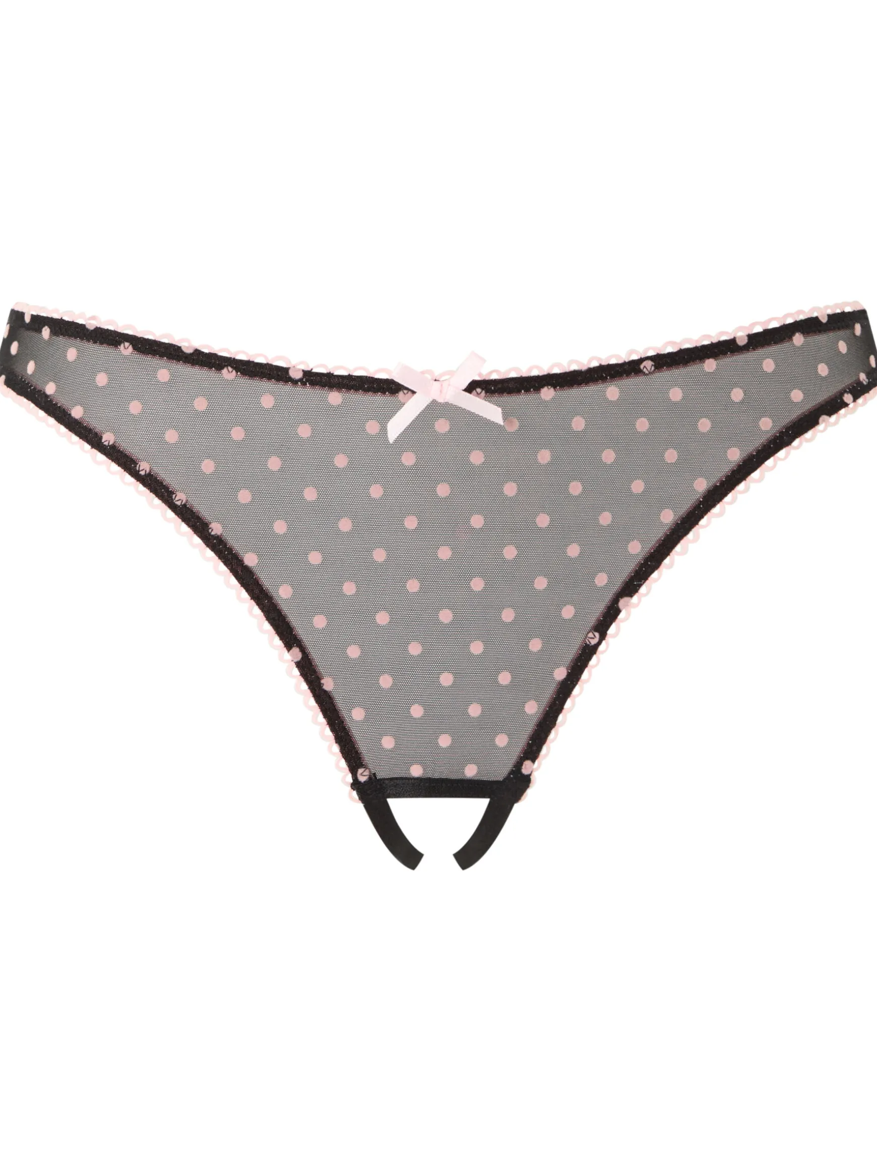 I'm Yours Crotchless Brazilian Knickers - Black/Pink