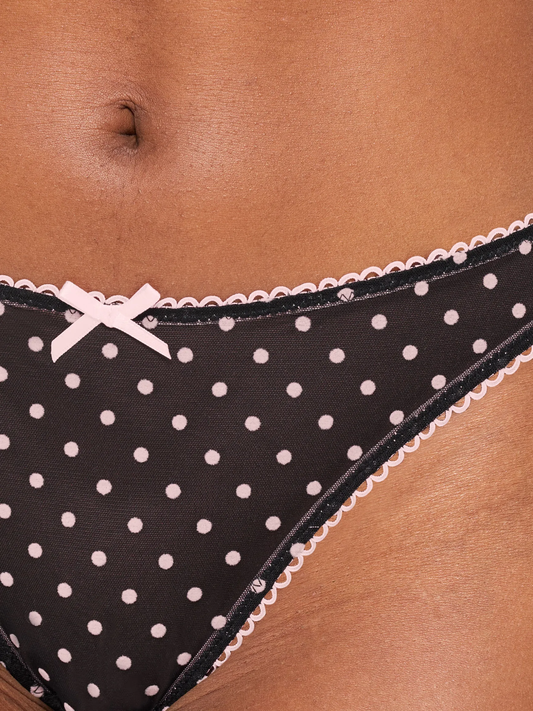 I'm Yours Crotchless Brazilian Knickers - Black/Pink