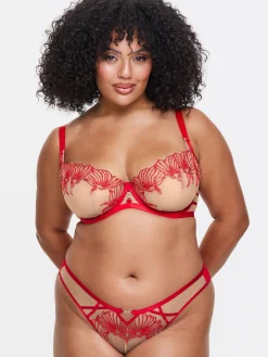 Incensing Non Padded Fuller Bust Balcony Bra - Red