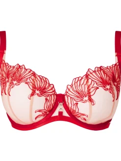 Incensing Non Padded Fuller Bust Balcony Bra - Red