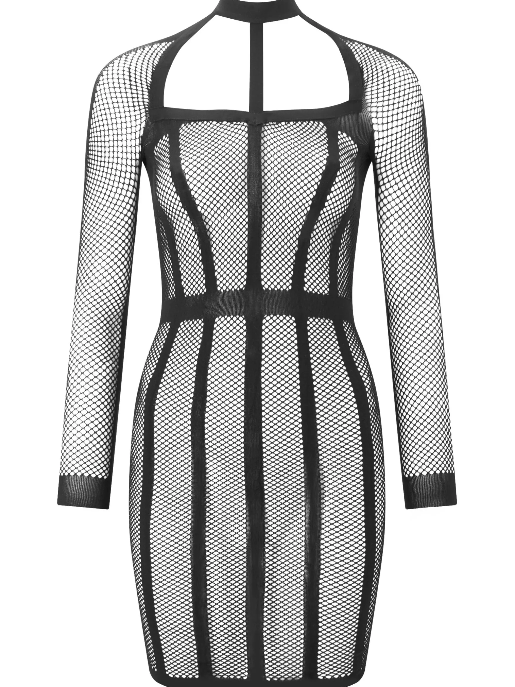 Jupiter Fishnet Erotic Mini Dress - Black