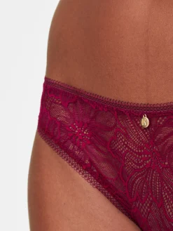 Knickerbox Alice Lace Brazilian Knickers - Dark Red