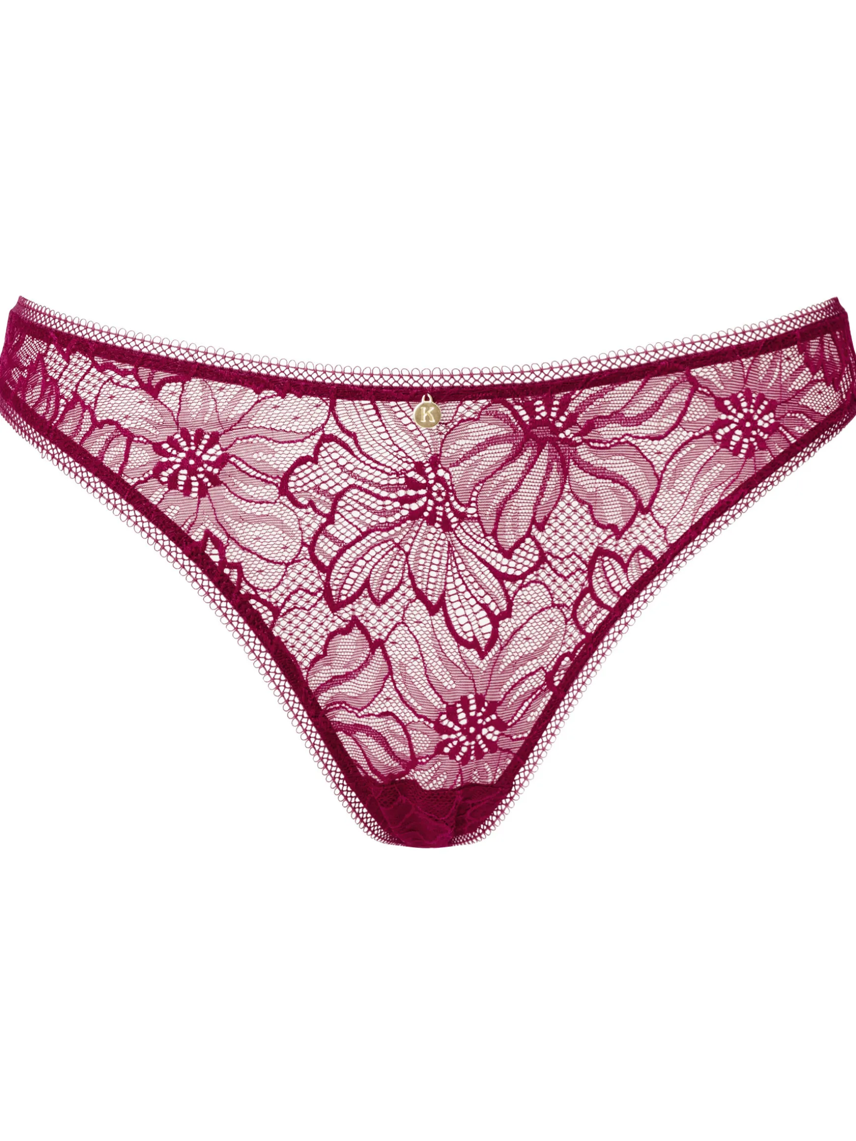 Knickerbox Alice Lace Brazilian Knickers - Dark Red