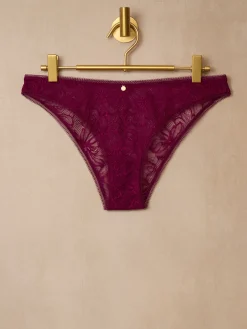 Knickerbox Alice Lace Brazilian Knickers - Dark Red