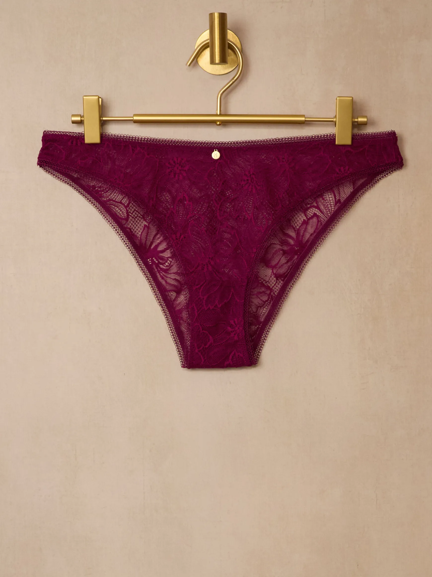 Knickerbox Alice Lace Brazilian Knickers - Dark Red