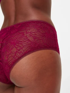 Knickerbox Alice Lace High Waisted Brazilian Knickers - Dark Red