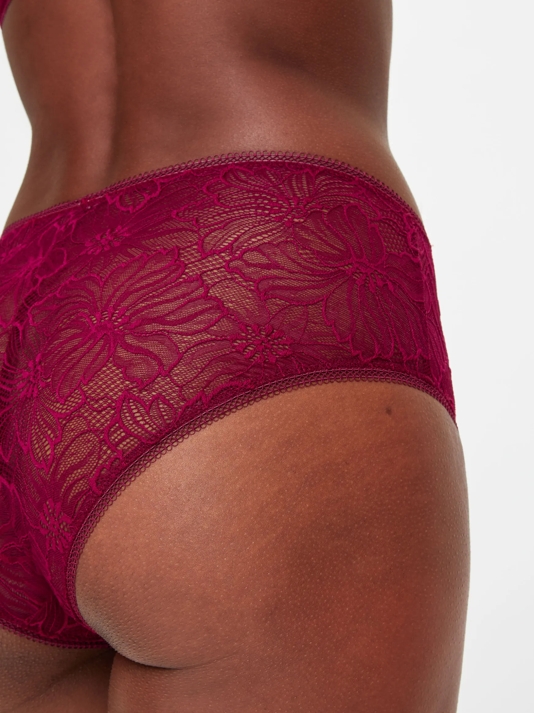 Knickerbox Alice Lace High Waisted Brazilian Knickers - Dark Red