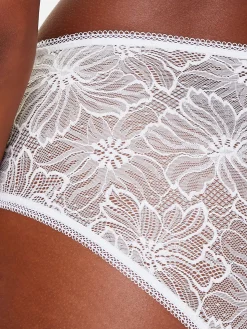 Knickerbox Alice Lace High Waisted Brazilian Knickers - White