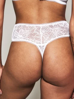 Knickerbox Alice Lace High Waisted Thong - White