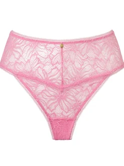 Knickerbox Alice Lace High Waisted Thong - Bright Pink