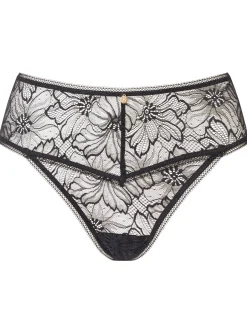 Knickerbox Alice Lace High Waisted Thong - Black