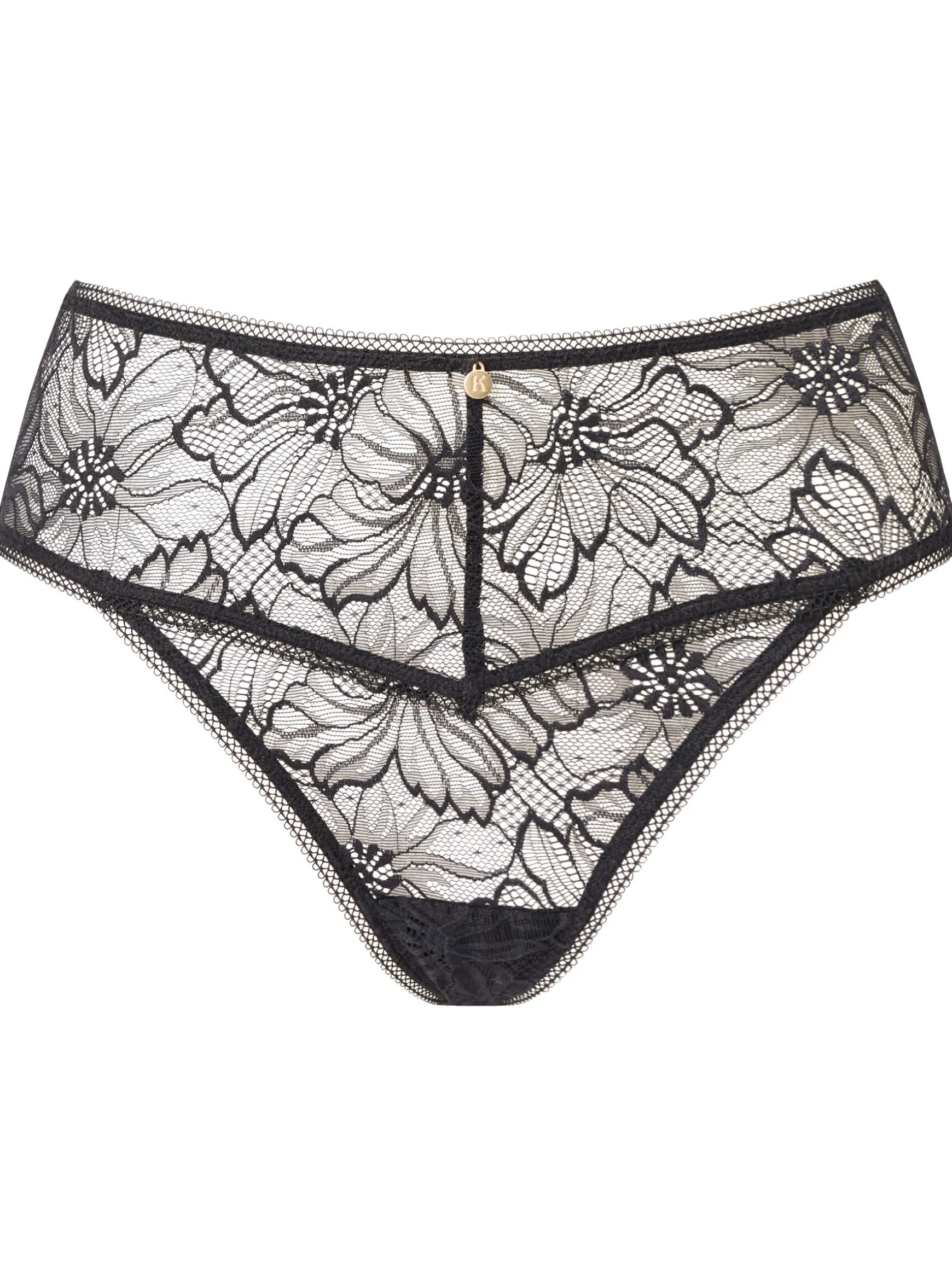 Knickerbox Alice Lace High Waisted Thong - Black